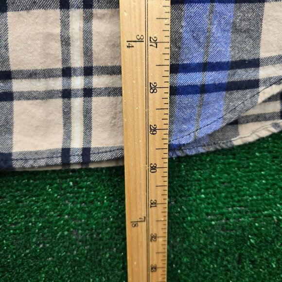 American Eagle Flannel Shirt Mens XL Blue Gray Plaid Button Up Long Sleeve - Picture 6 of 9